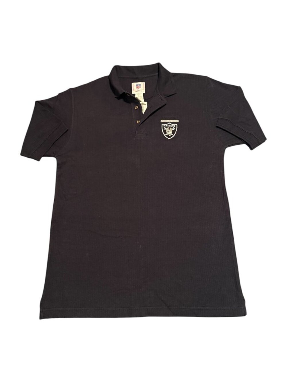 Nfl Officially Licensed Raiders Men's Collared Shirt Black Sz: Med Check Desc